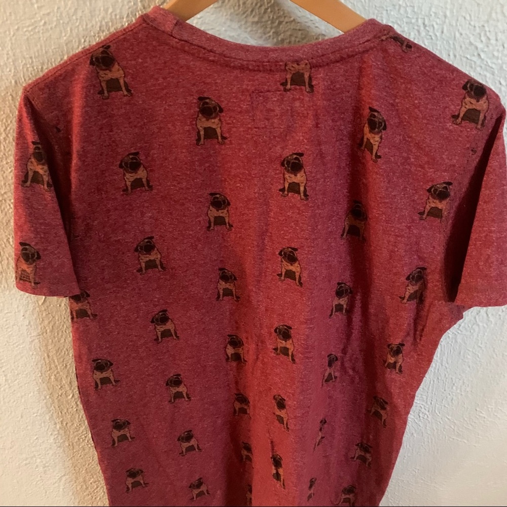 Alpha Beta PUG dog print pocket Tee - Picture 4 of 5